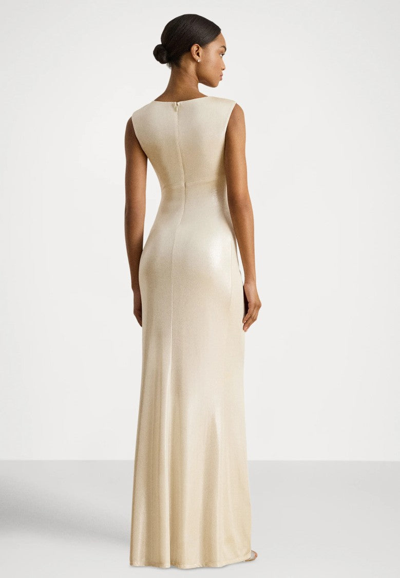 Lauren Ralph Lauren Natural Metallic Jersey Evening Gown