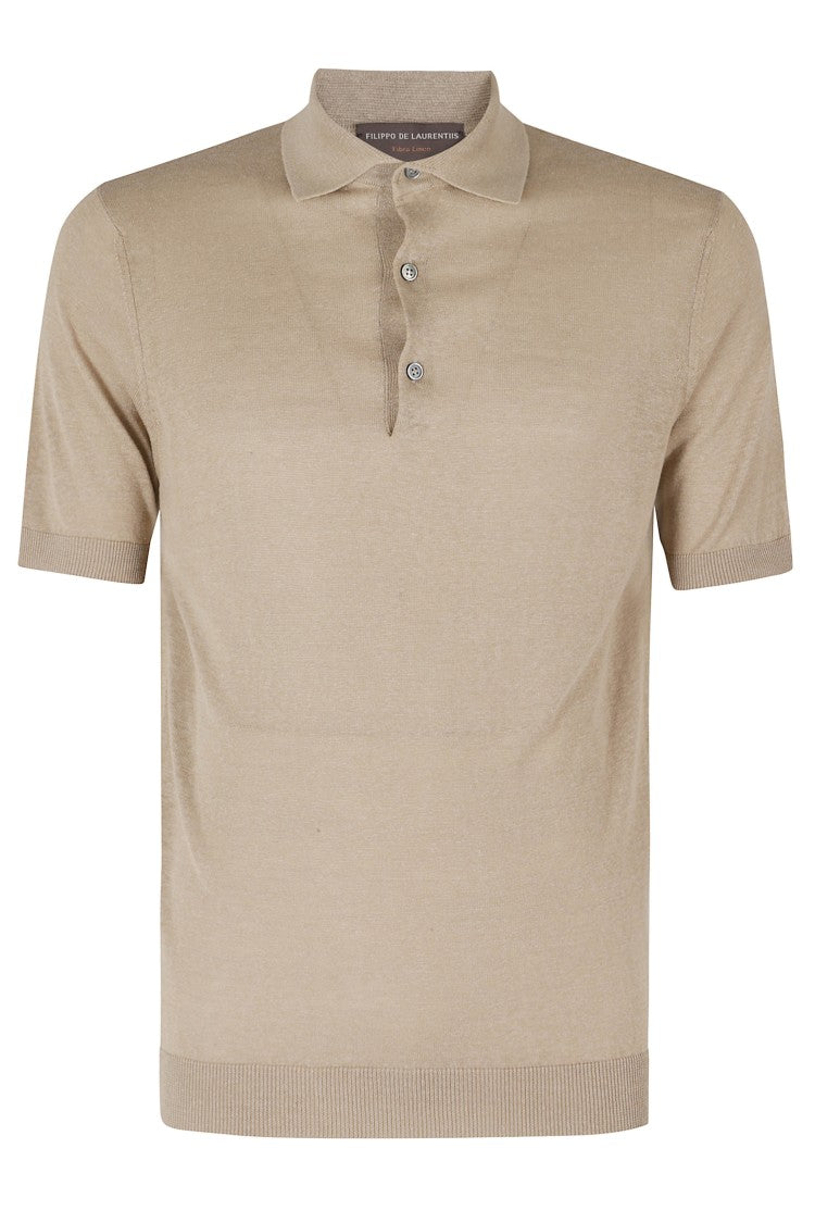 Filippo De Laurentiis Beige Micro-Braid Ribbed-Trim Silk-Blend Polo Shirt