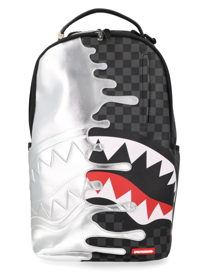Sprayground Silver Silver Side Drip Checkered Backpack