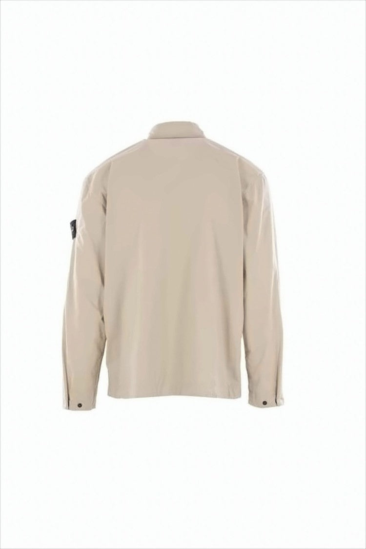 Stone Island Boxy Cropped Jacket With Classic Collar And Subtle Texture