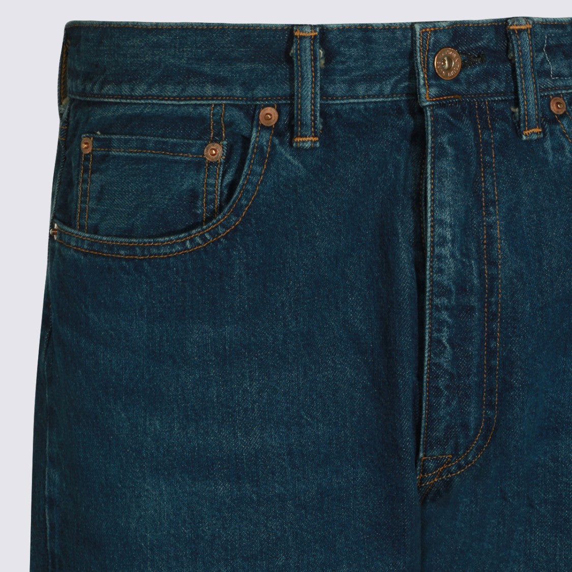 Maison Kitsuné Straight-Leg Denim Jeans With Copper Rivets And Leather Patch