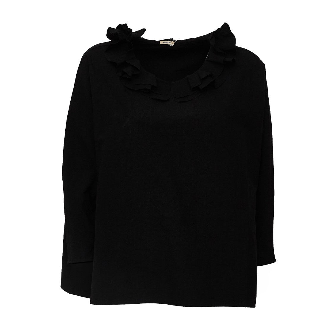 Apuntob Ruffled Round Neck Raglan Sleeve Blouse