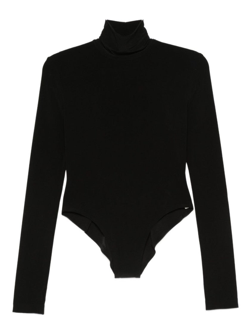 Norma Kamali Fitted Long-Sleeve Top With High Neckline