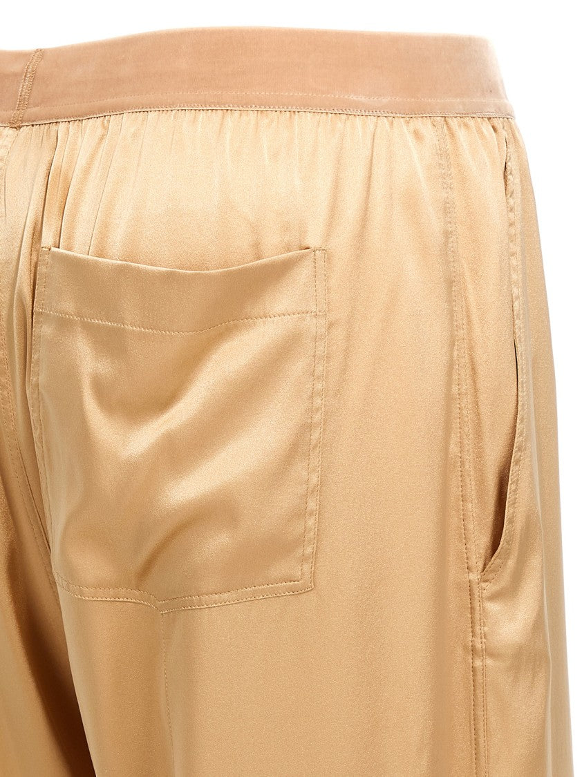 Tom Ford Straight-Leg Pajama Style Silk Pants With Velvet Logo Waistband