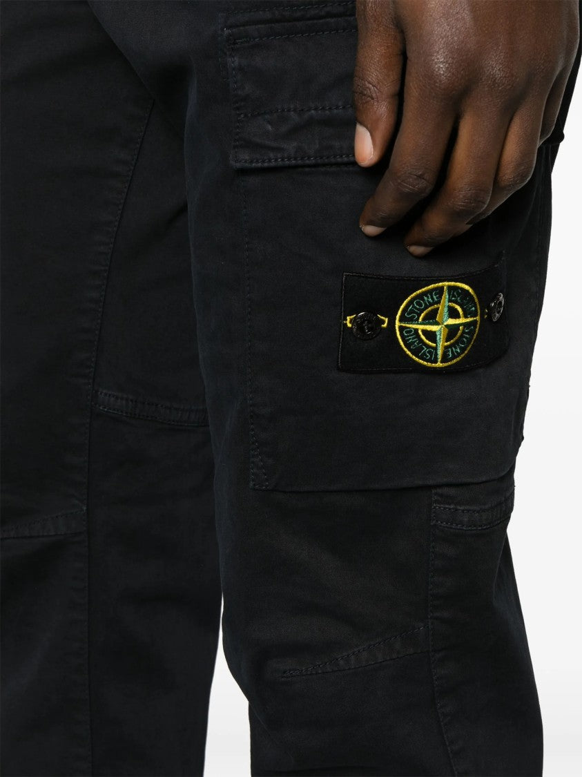 Stone Island Black Pantalone Regular Tapered Cargo Pants