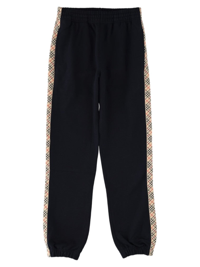 Burberry Blue Plaid Side Stripe Cotton Straight-Leg Pants