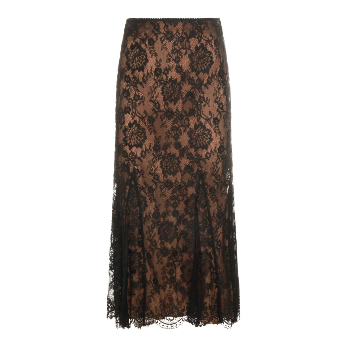 Self-Portrait High-Waist Black Lace Maxi Skirt With Scalloped Hem