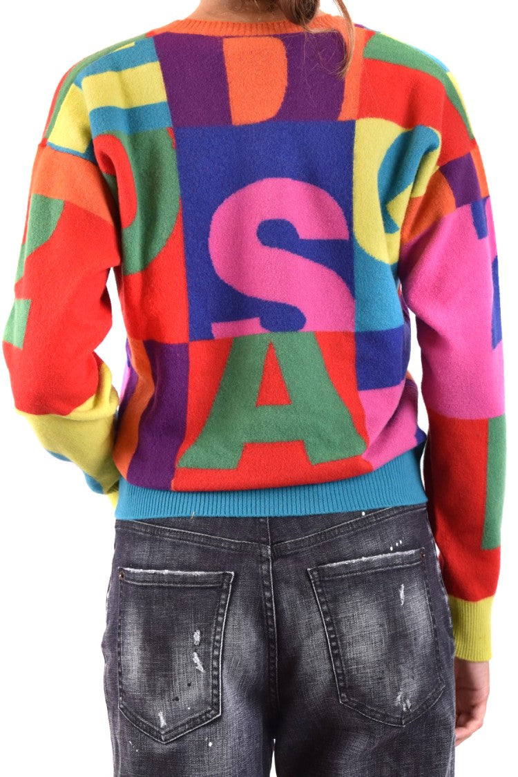 Dsquared2 Patchwork Knit Sweater With Contrasting Ribbed Details
