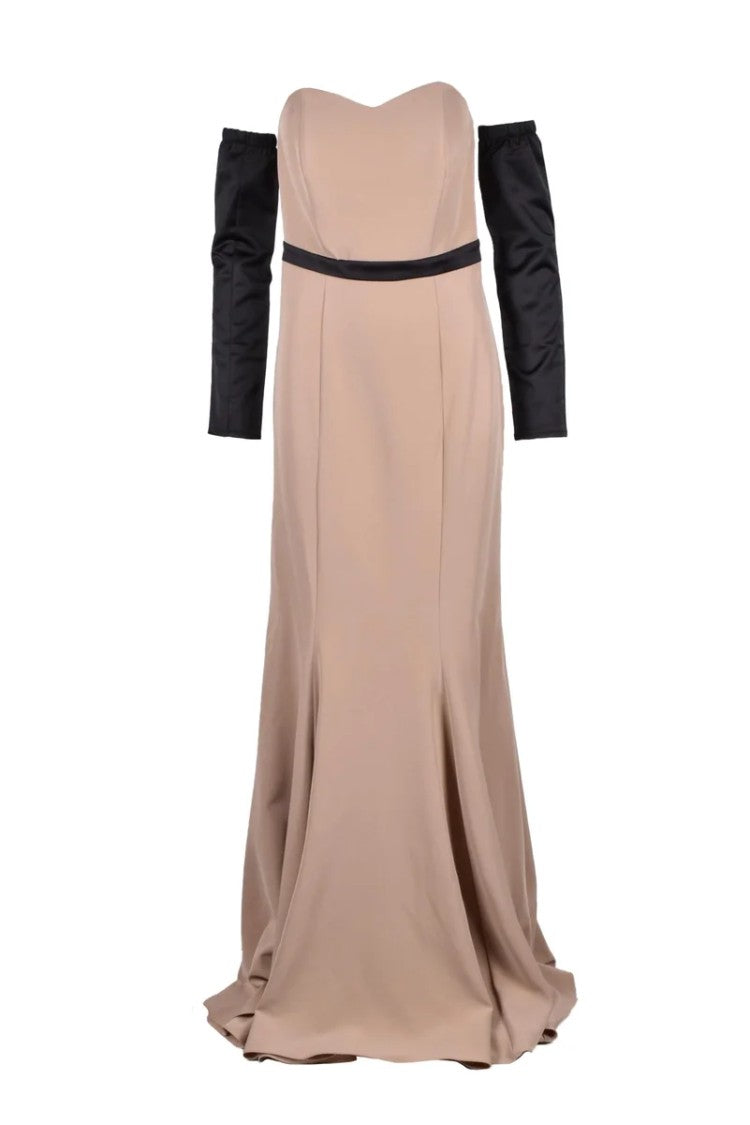 Silence Luxury Beige/Black Mermaid Dress