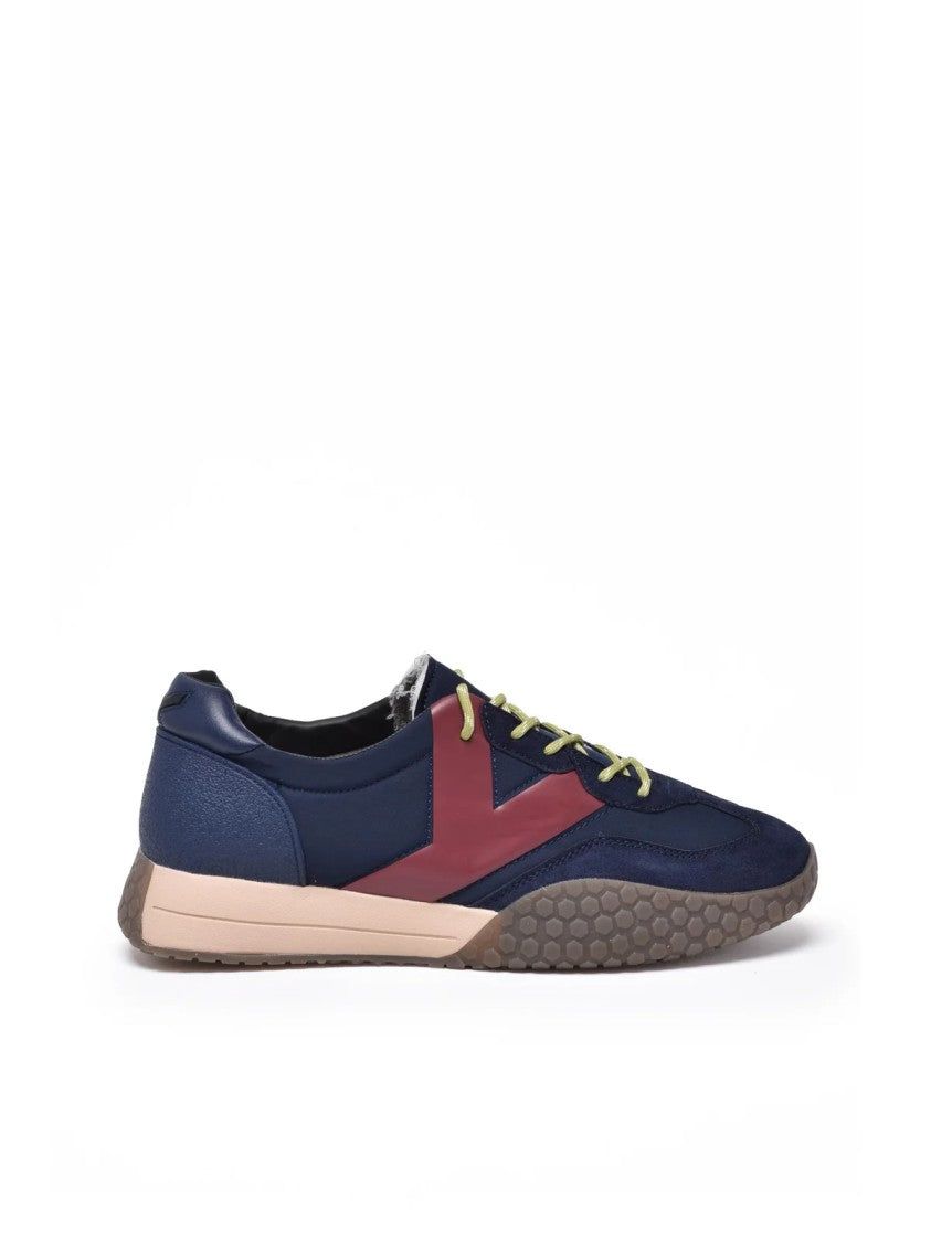 Keh-Noo Blue Leather Patchwork Sneakers