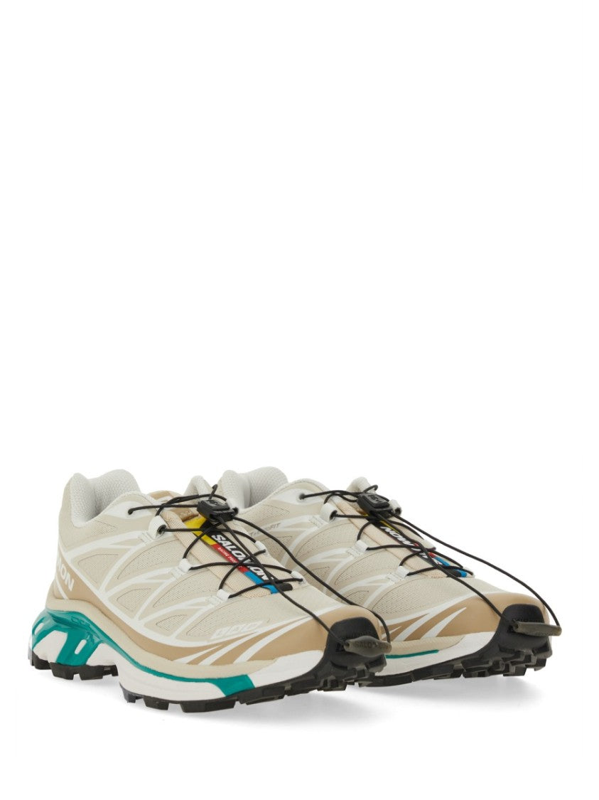Salomon Streamlined Beige And Off-White Sneakers With Quick-Lace System