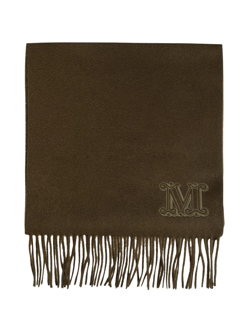 Max Mara Brown Dalia Fringed Cashmere Scarf