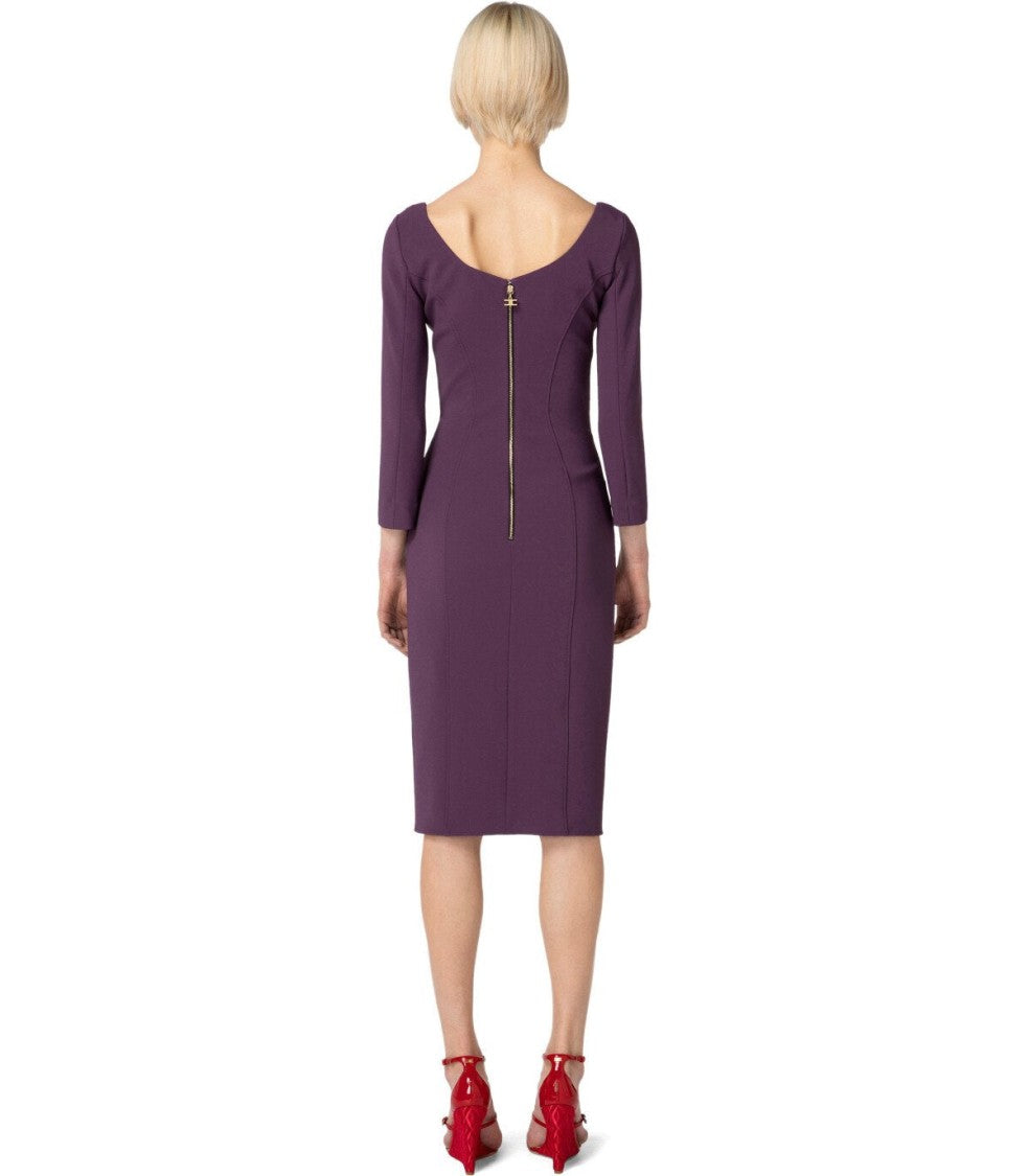 Elisabetta Franchi Purple Midi Sheath Dress
