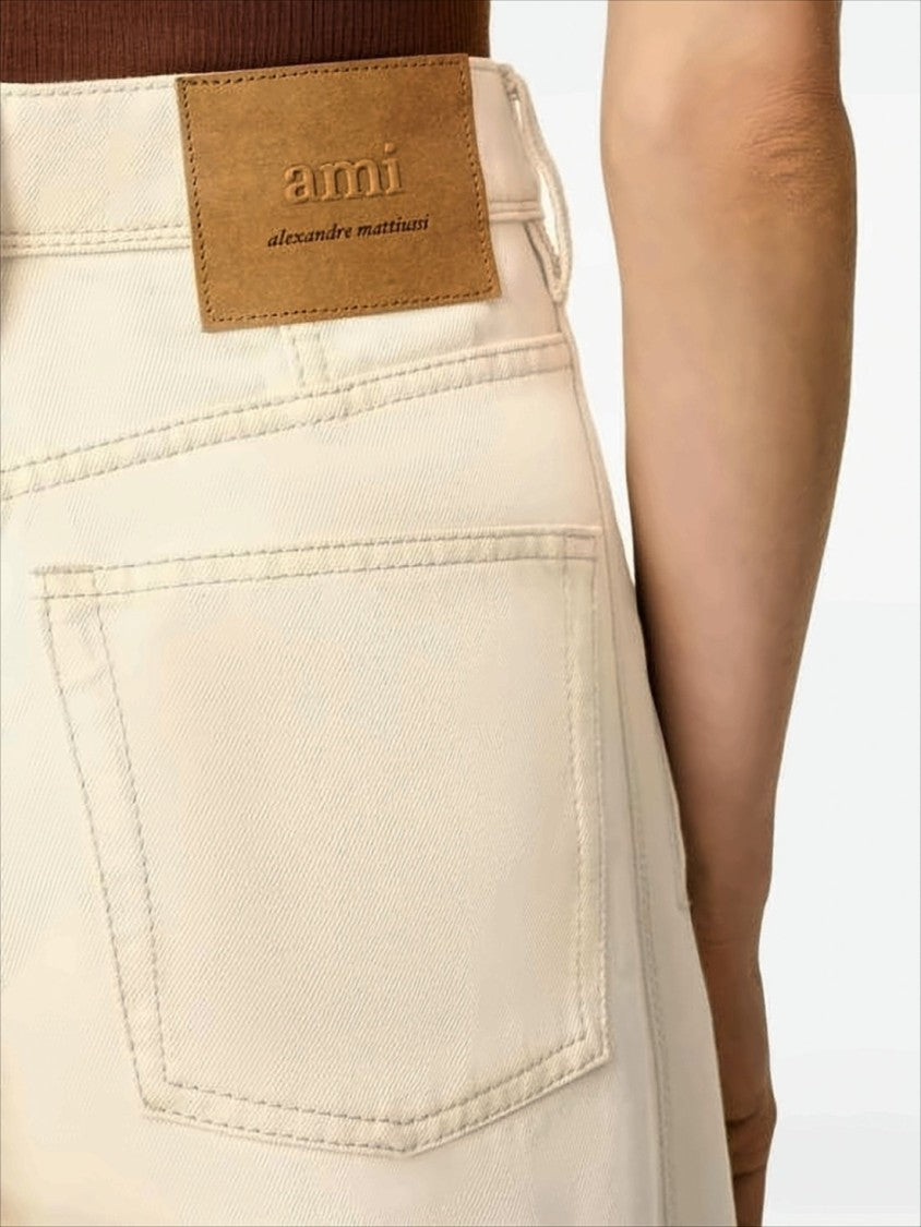 Ami Paris High Waist Wide-Leg Pants With Seam Detailing
