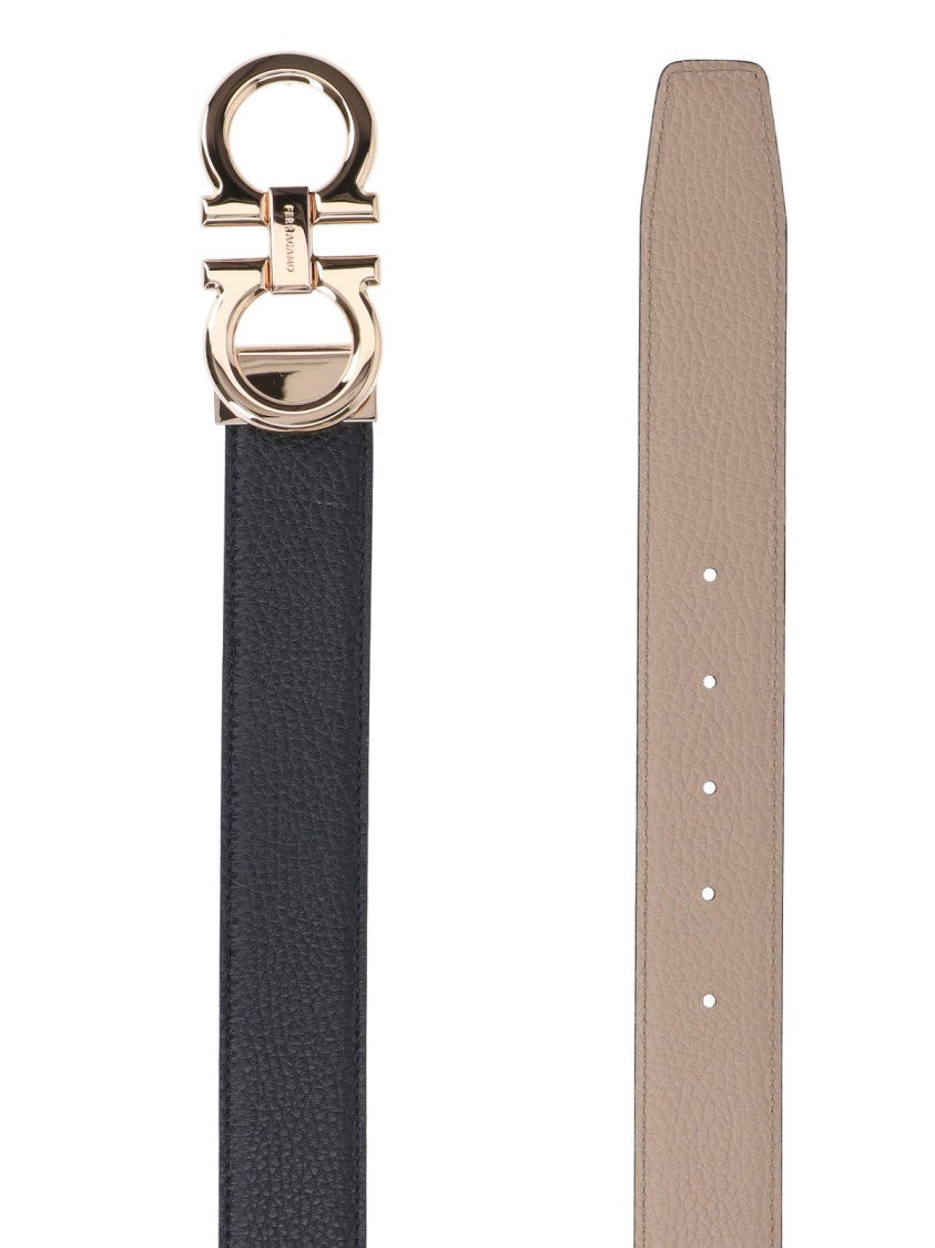 Ferragamo "Gancini" Reversible Belt Black