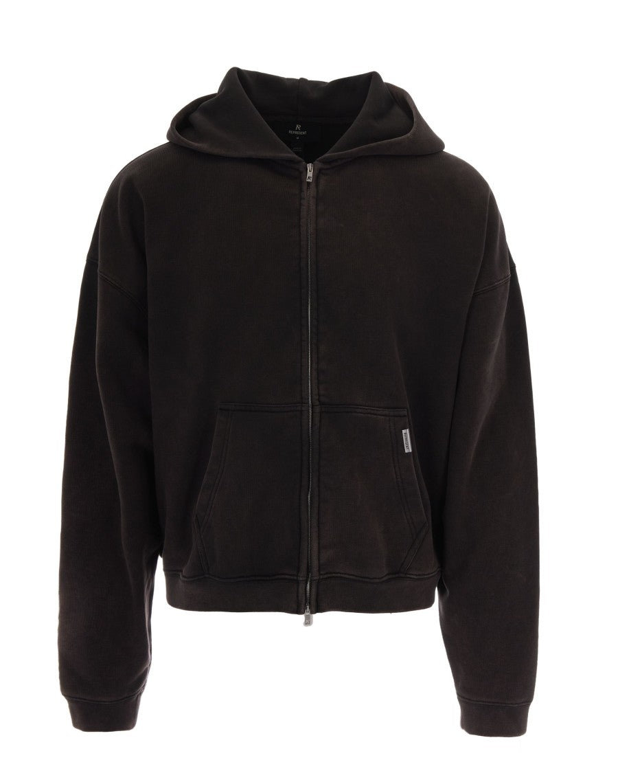 Represent Boxy Zip Hoodie In Rich Coffee Cotton