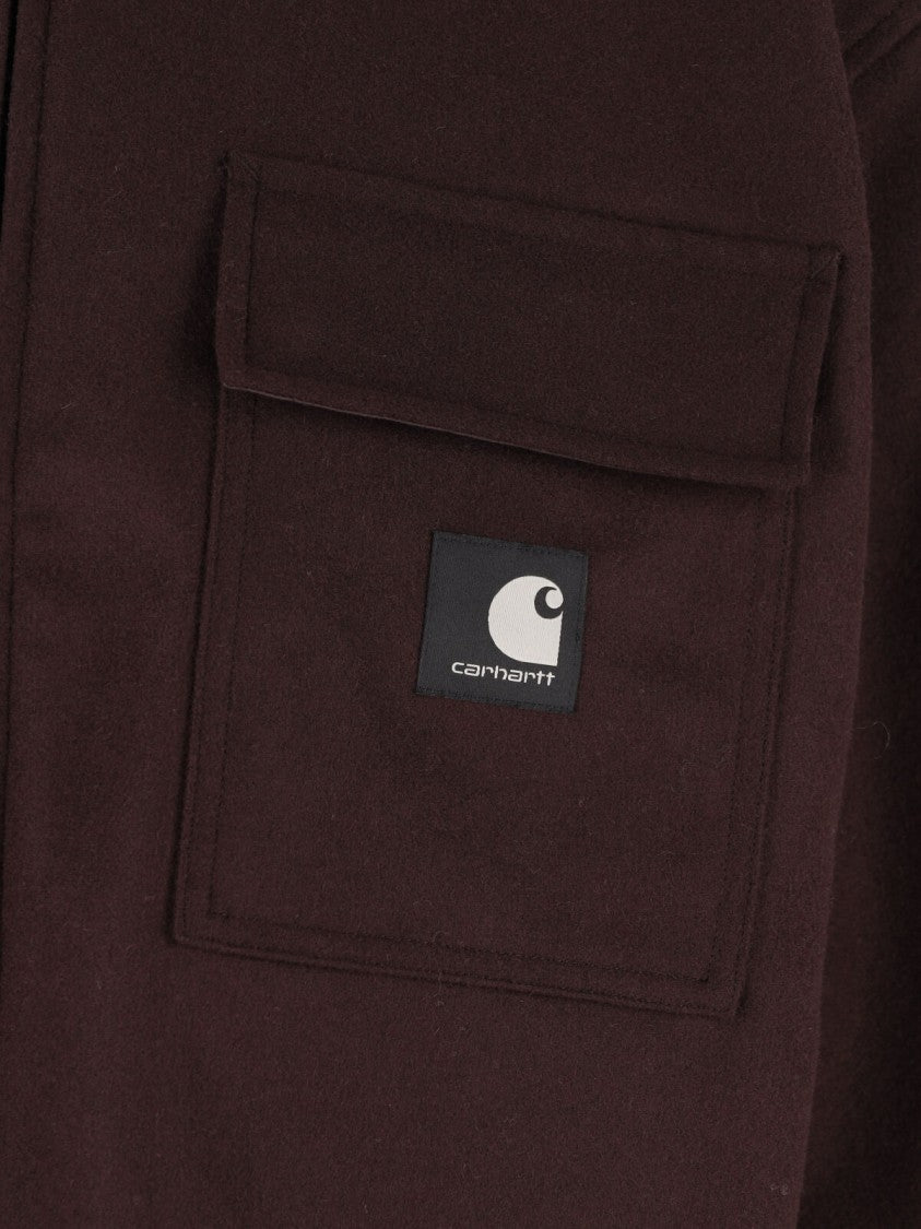 Carhartt Wip Brown Atoka Logo Patch Wool-Blend Zip Jacket