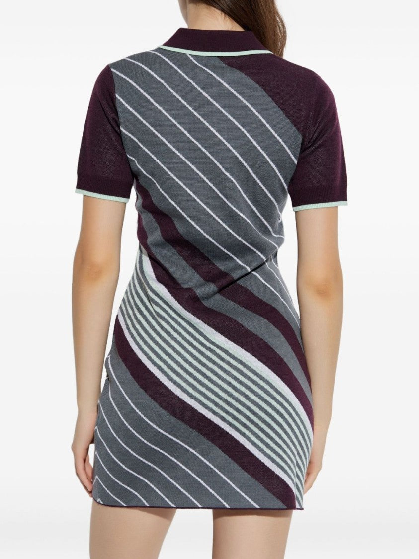 Casablanca Diagonal Striped Mini Dress In Merino Wool