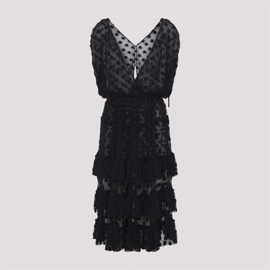 Dries Van Noten Black Tiered Midi Dress