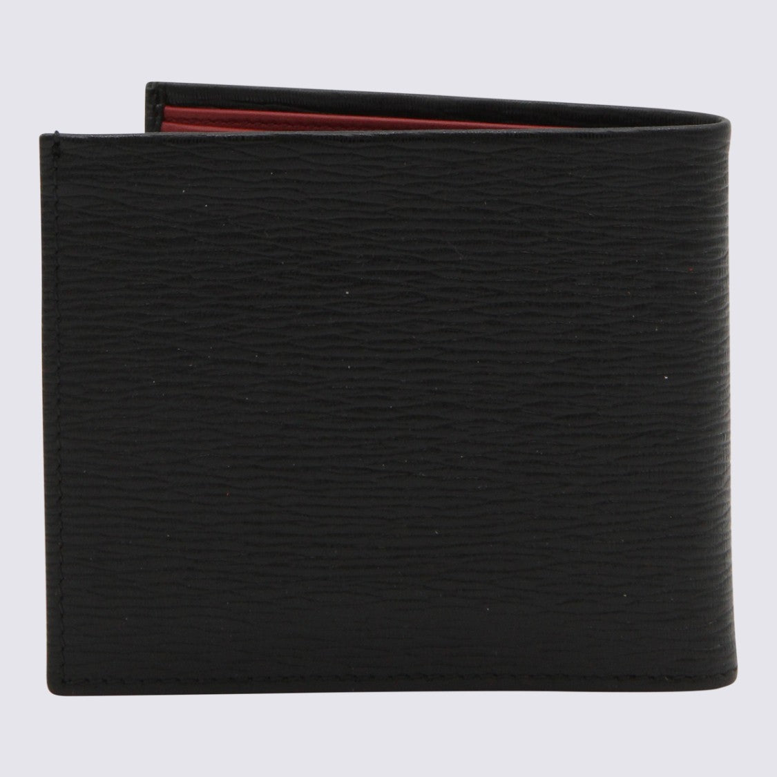 Ferragamo Textured Black Bifold Wallet With Subtle Grain And Logo Detail