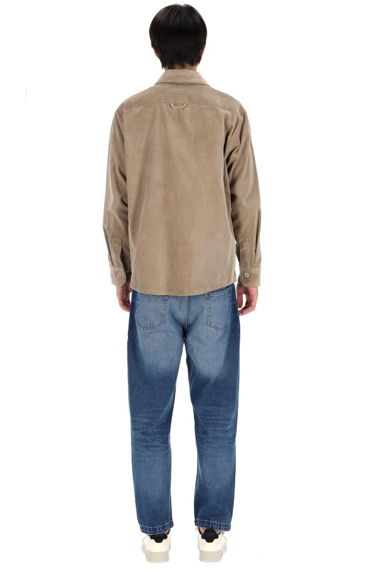 A.P.C. Cotton Velvet Overshirt With Classic Collar