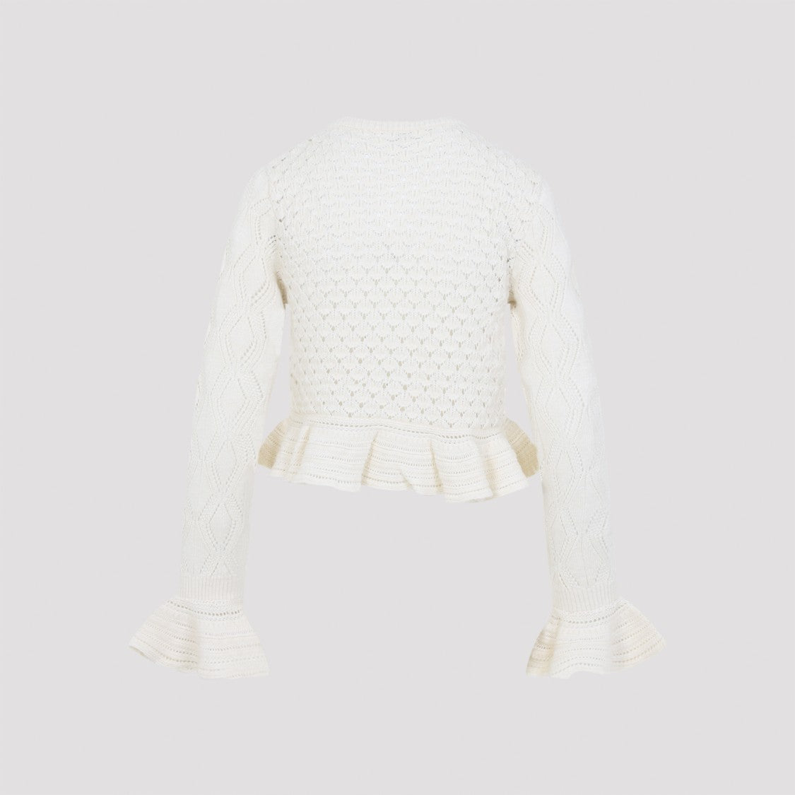 Chloé Cropped Sweater With Ruffled Peplum Hem
