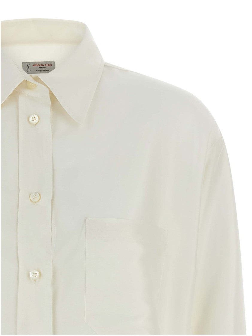 Alberto Biani Comfort Fit Silk Shirt With Asymmetrical Hem