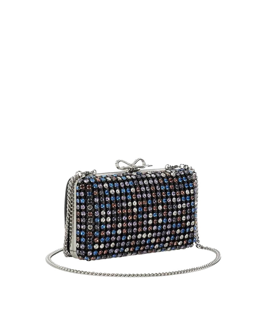 Self-Portrait Multi-Crystal Clutch With Removable Chain Strap