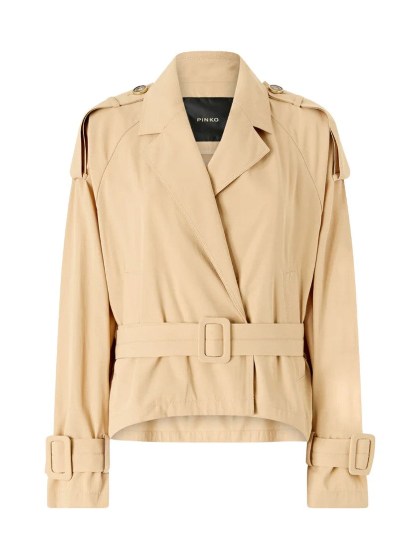 Pinko Double-Breasted Belted Cotton Trench Coat
