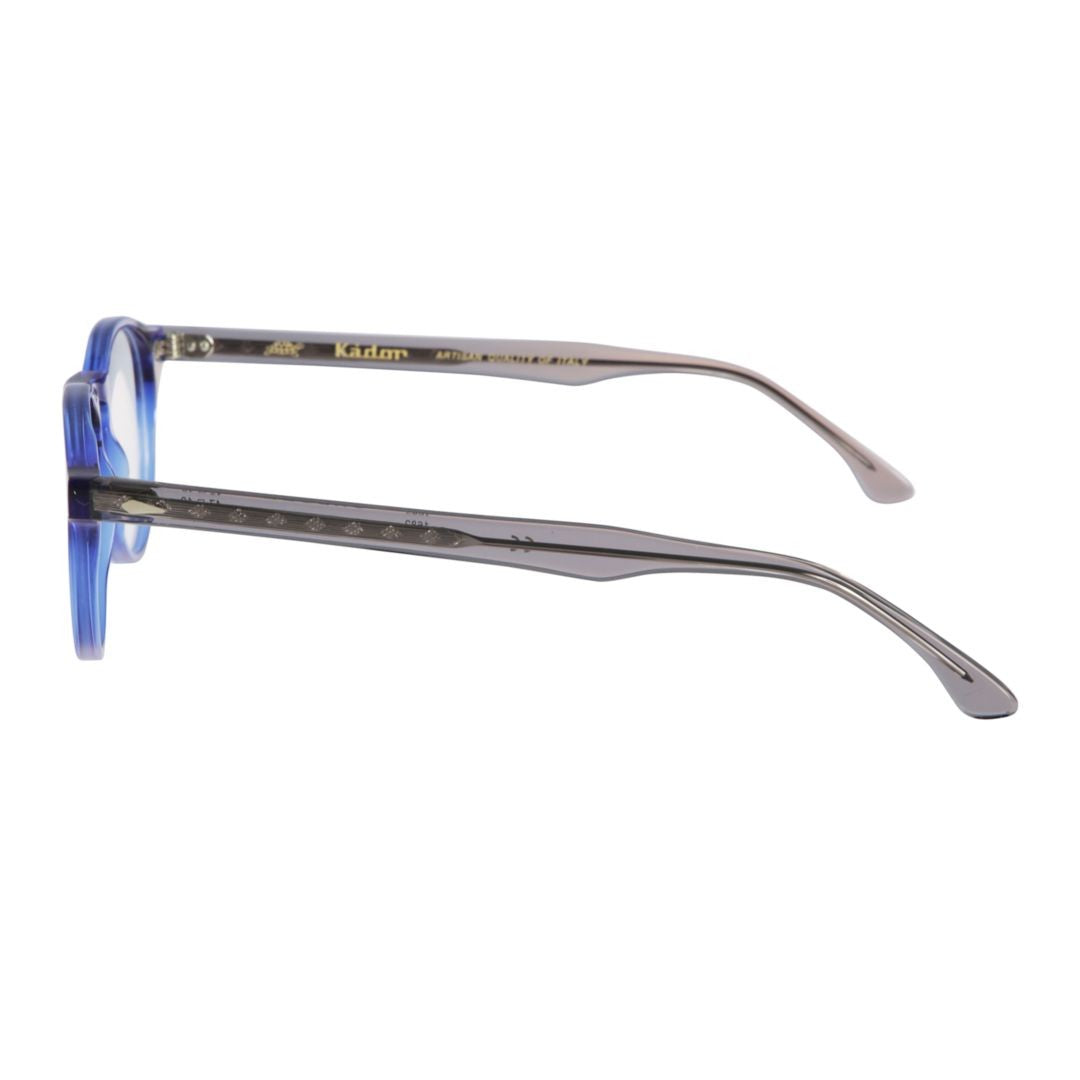 Kador Oxford Translucent Blue Round Frame Eyeglasses With Metallic Accents