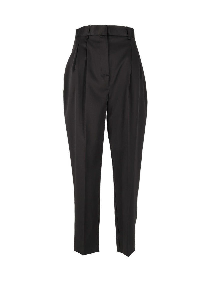 Elisabetta Franchi High-Waisted Pleated Tapered Straight-Leg Pants