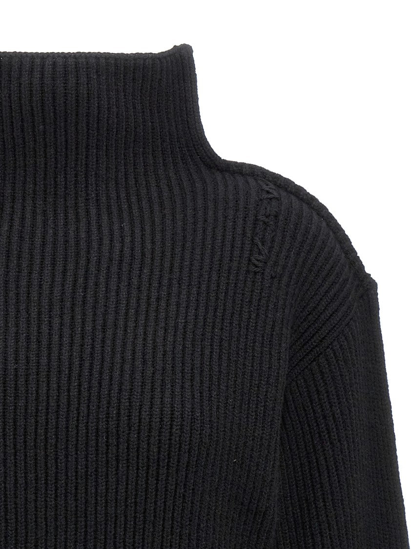Marni Ribbed High Neck Sweater With Dropped Shoulders