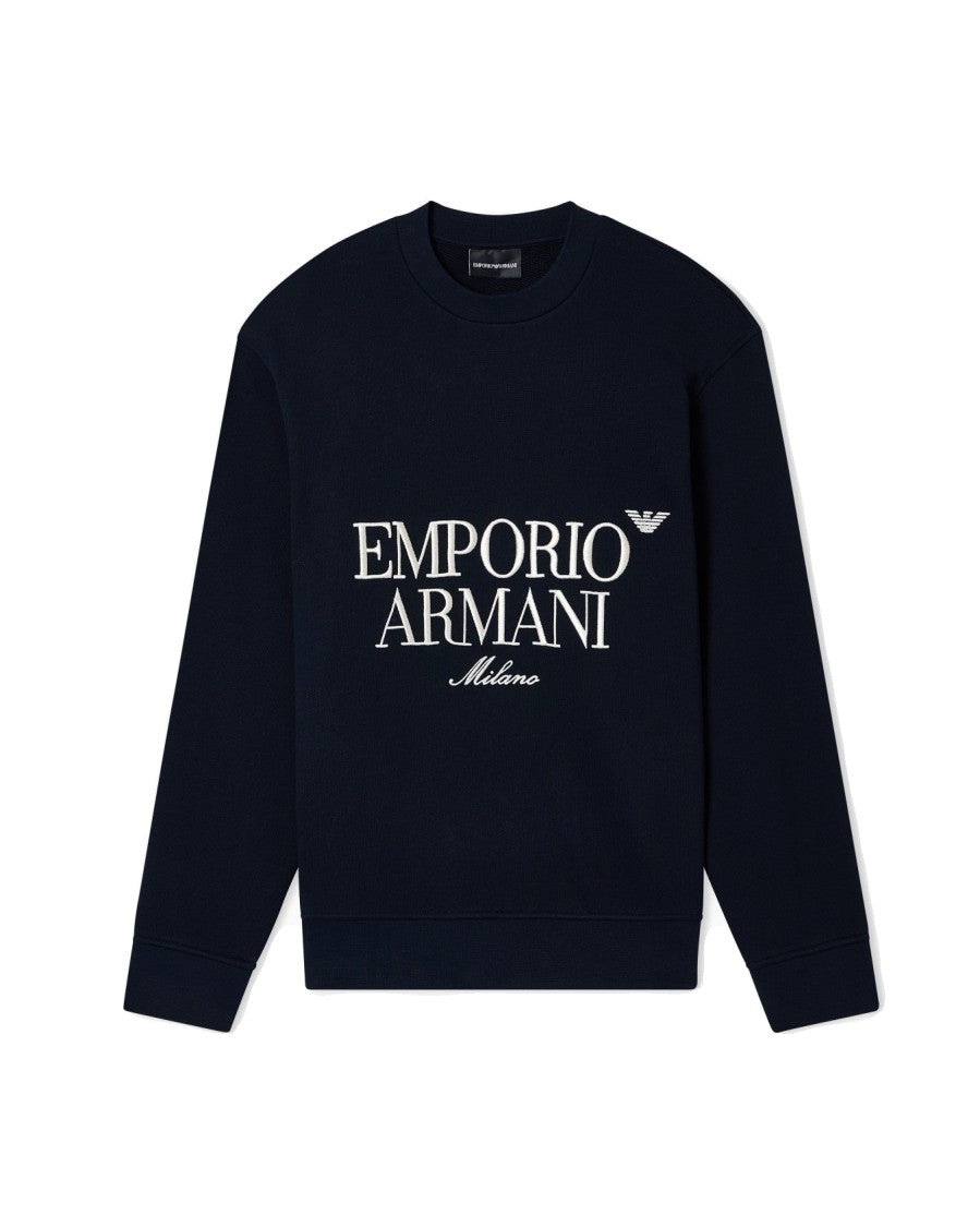 Emporio Armani Regular Fit Crewneck Sweatshirt With Embroidered Logo