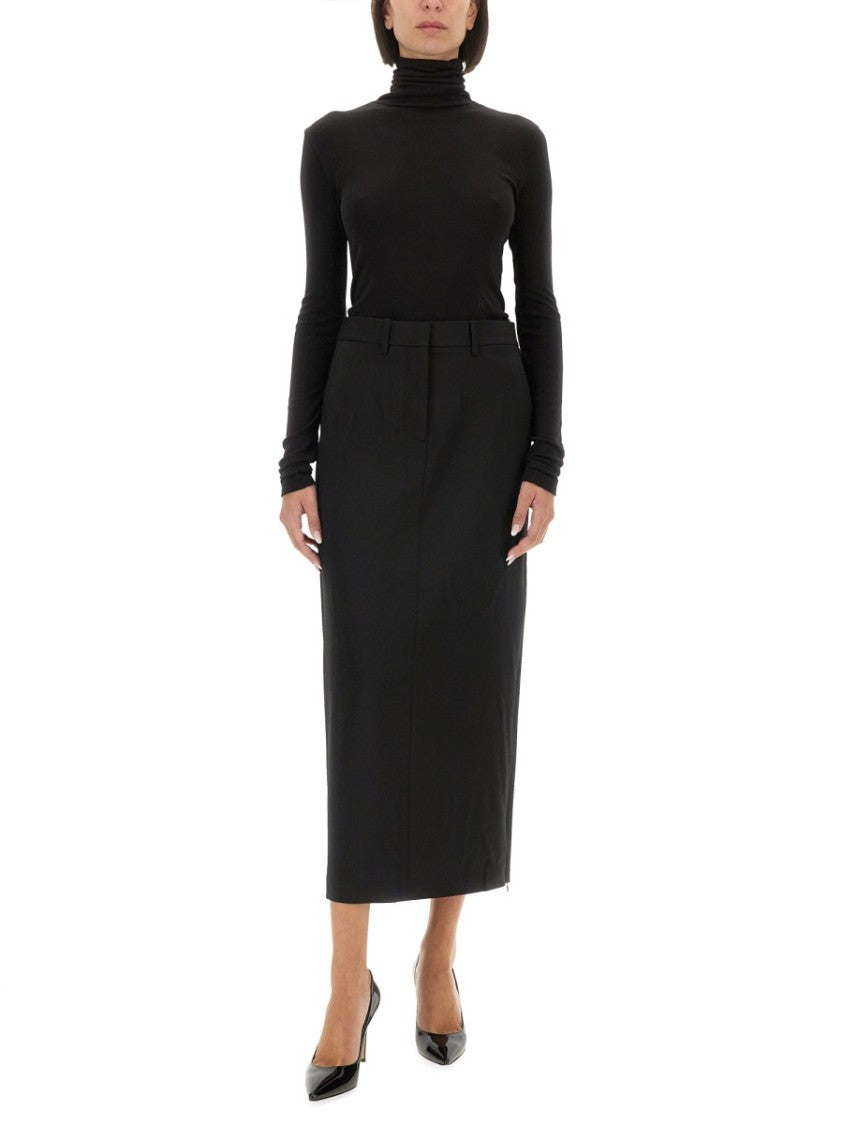 Helmut Lang Straight-Cut Midi Skirt With High Waist
