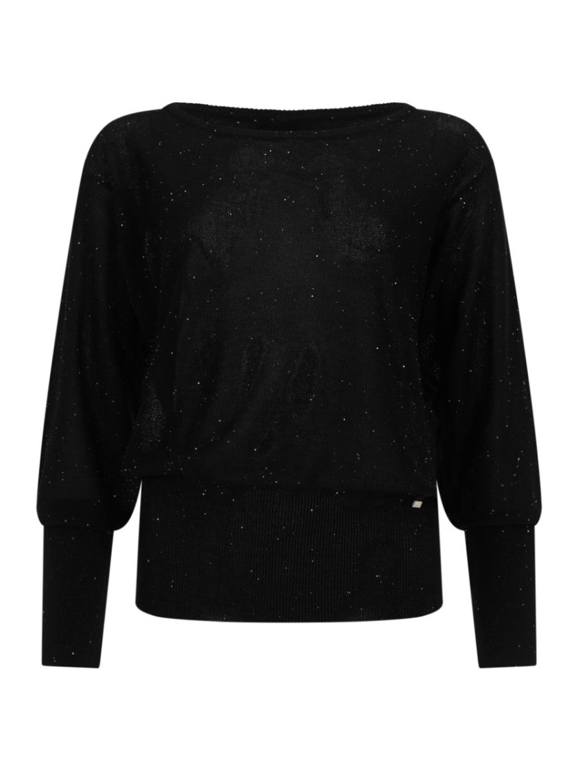 Herno Black Sequin Metallic Ribbed Cuffs Shirt
