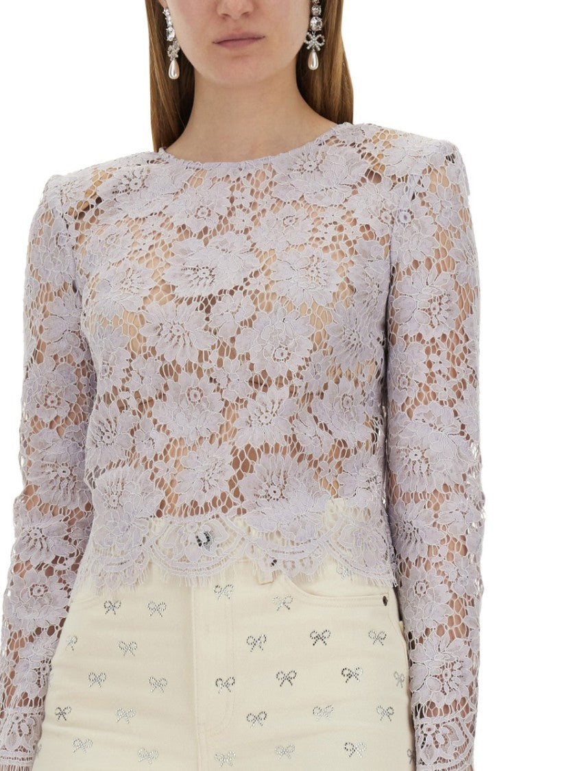 Self-Portrait Detailed Lace Top With Long Sleeves