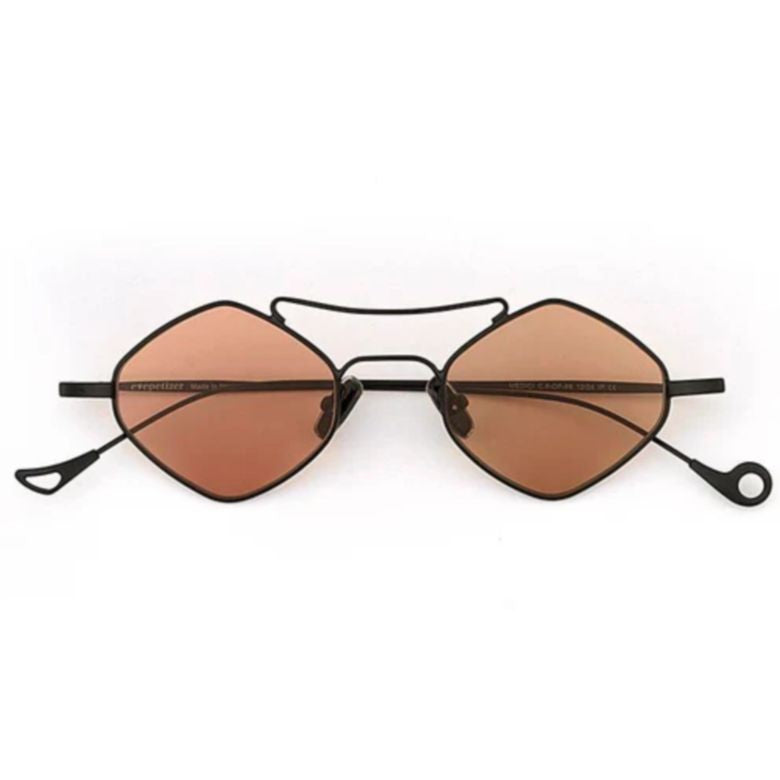 Eyepetizer Medici C.6-68 Geometric Black Sunglasses With Pink-Tinted Lenses