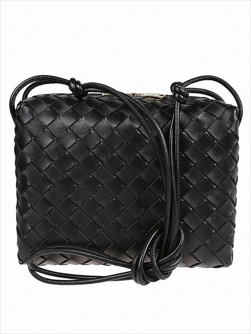 Bottega Veneta Woven Black Lambskin Crossbody Bag