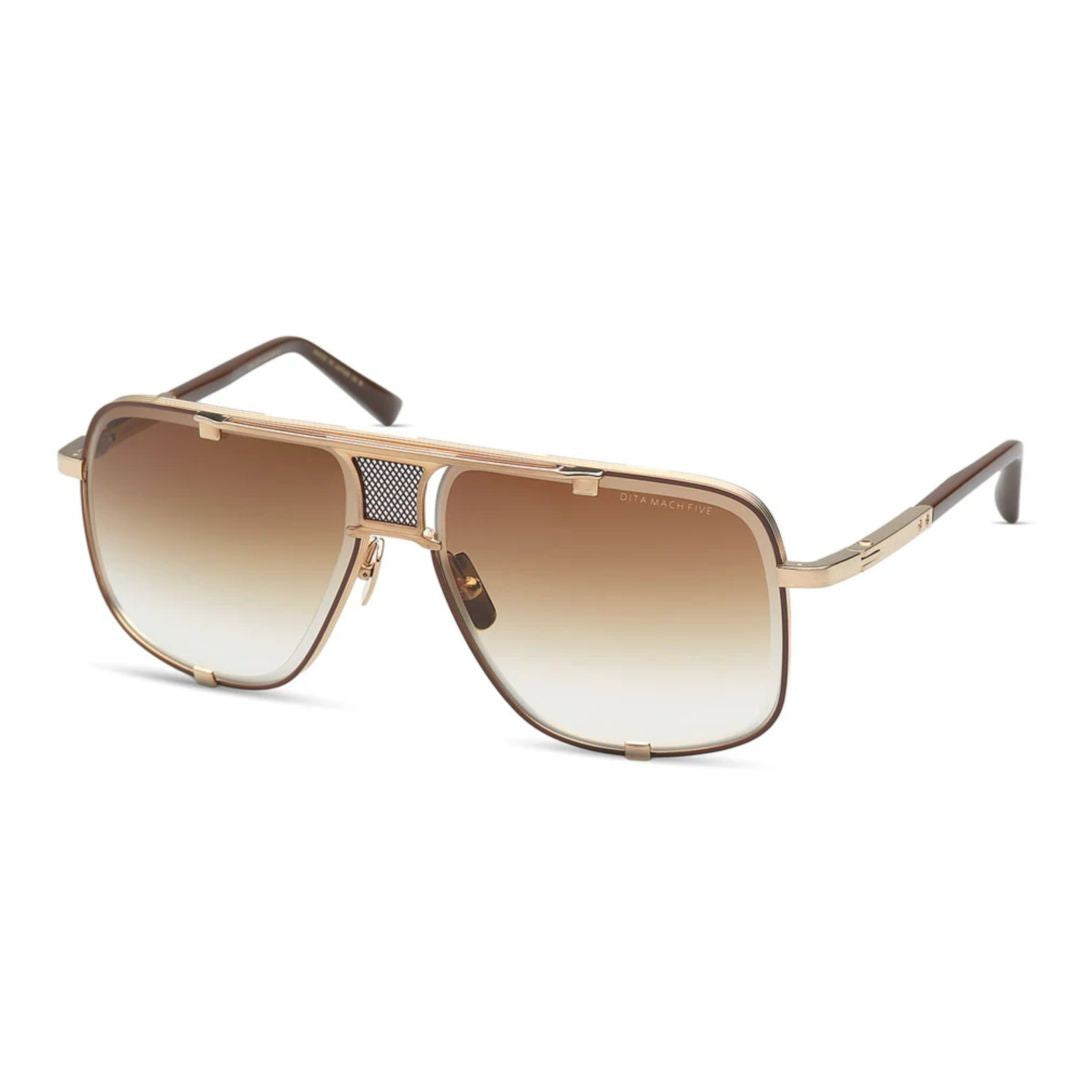 Dita Mach-Five Bold Oversized Square Sunglasses With Metallic Gold Finish
