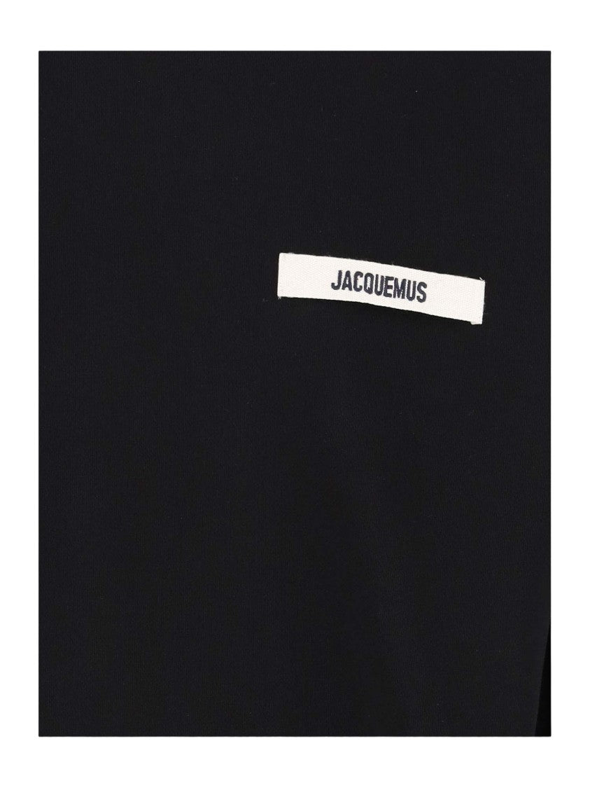 Jacquemus Casual Black Cotton Hoodie With Logo Detail