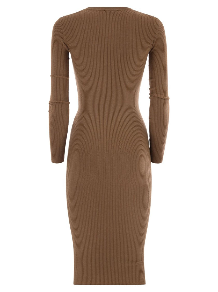 Elisabetta Franchi Ribbed Knit Dress With Pocket