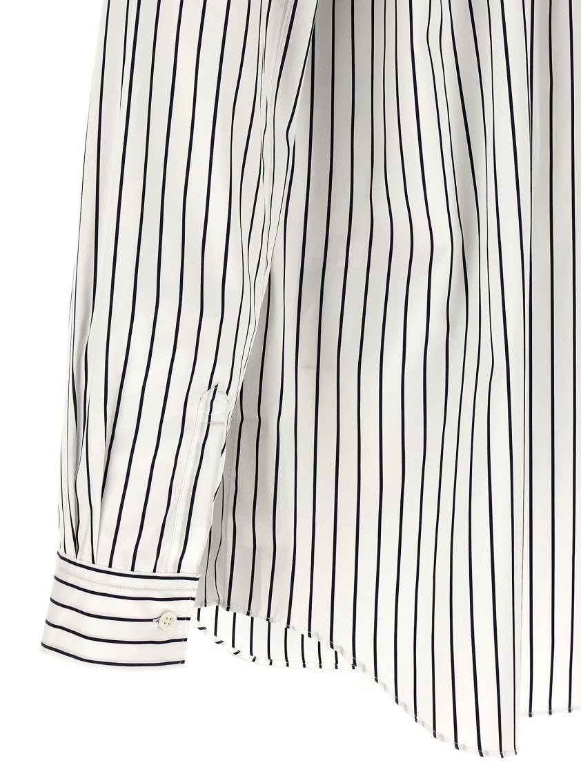 Comme Des Garçons Vertical Stripe Cotton Poplin Shirt With Cuffed Sleeves