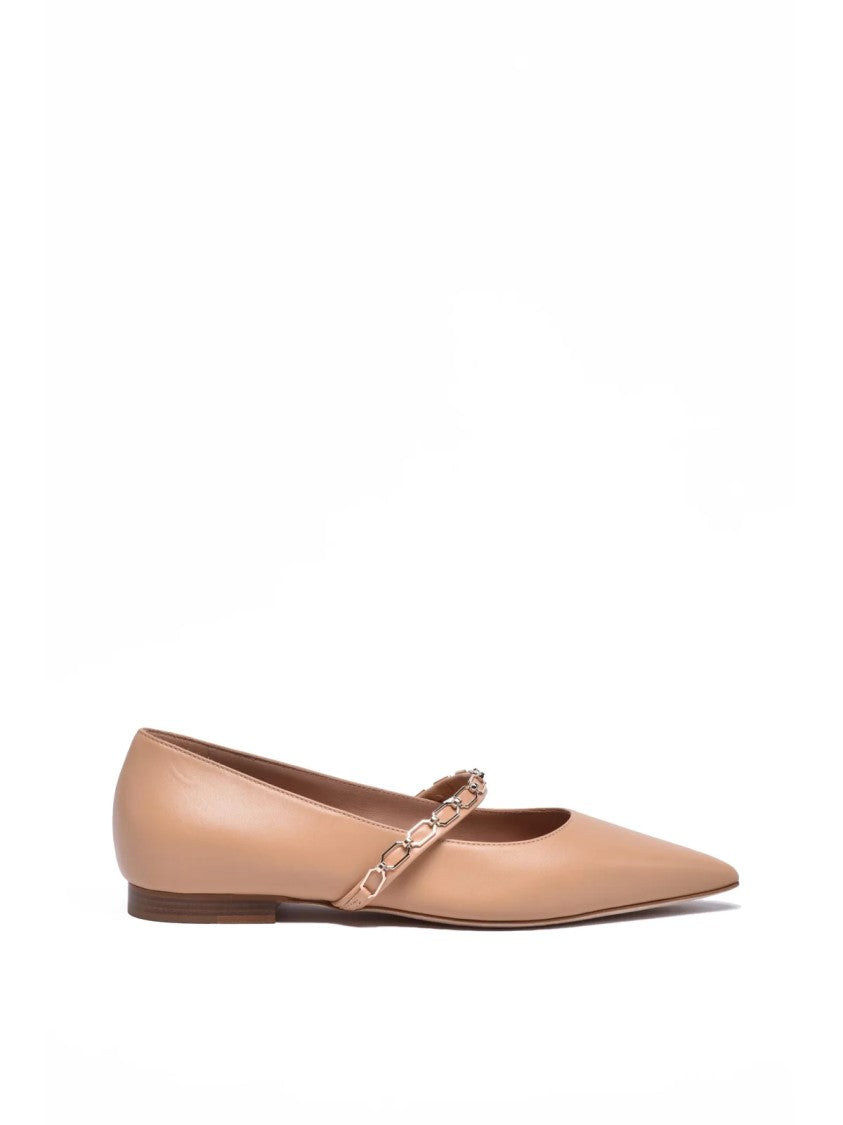 Malone Souliers Beige Leather Women's Leather Ballerina