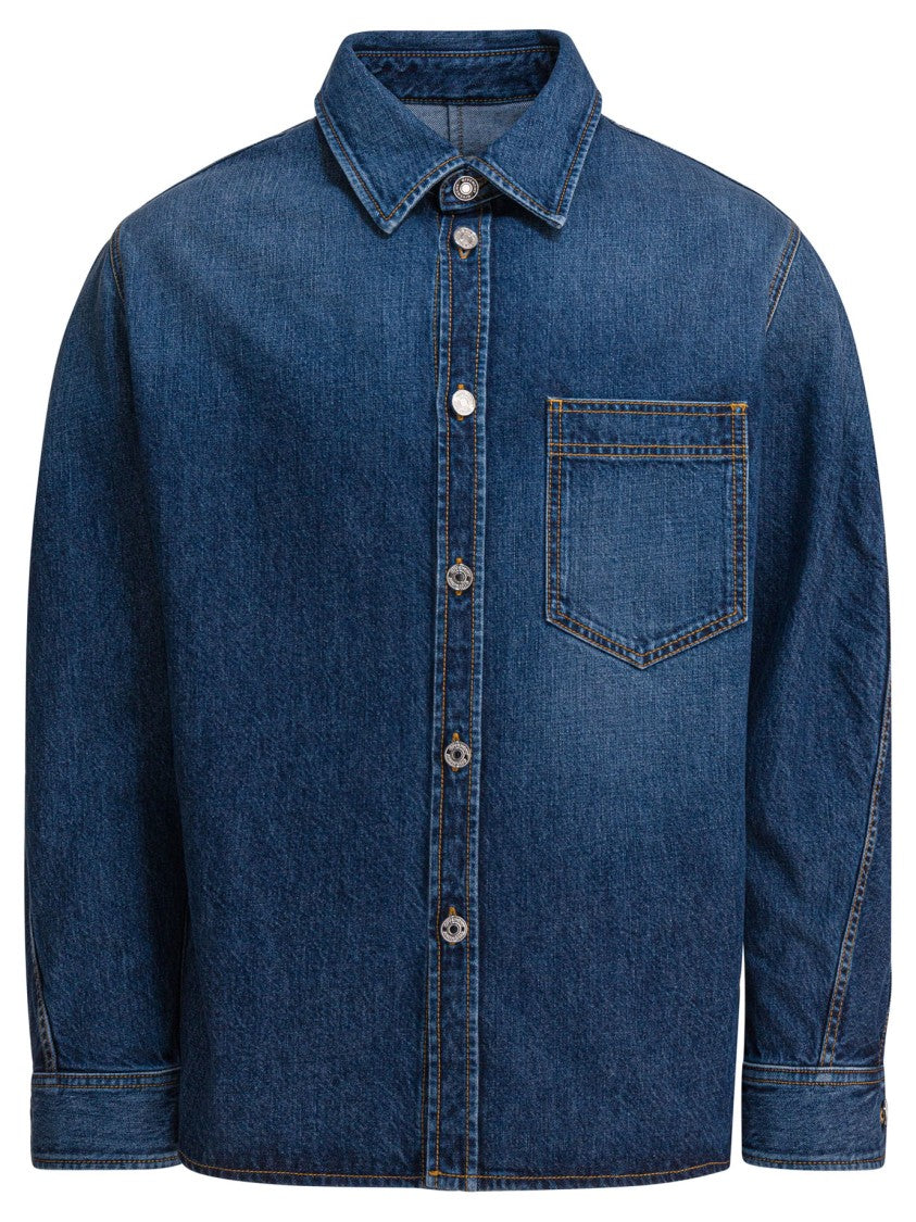 Givenchy Button-Down Denim Overshirt With Classic Collar