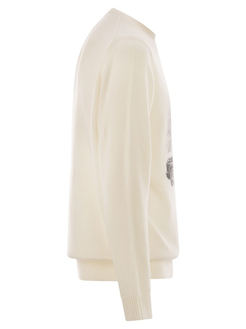 Mc2 Saint Barth Heron - Crew Neck Sweater With Embroidery On The Front