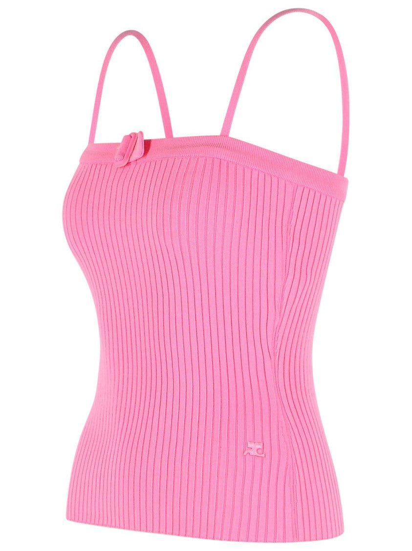 Courrèges Buckle' Tank Top In Pink Viscose Blend