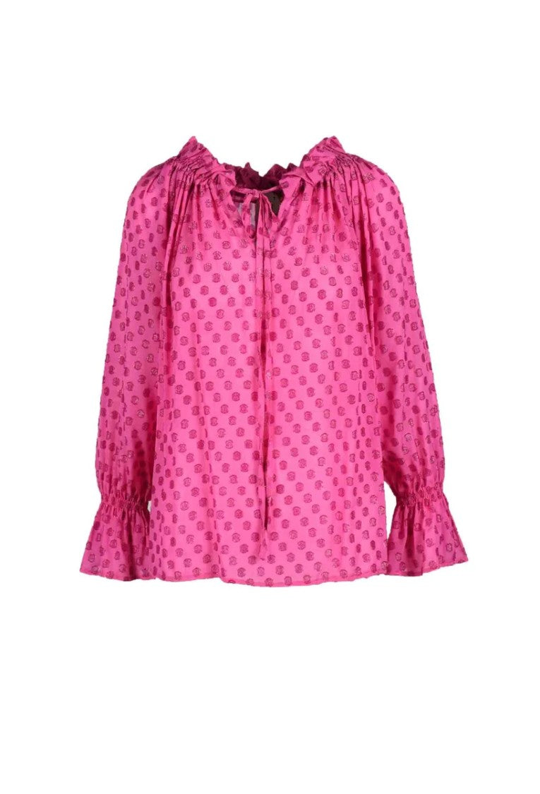 L Autre Chose Fluid Drape Blouse With Gathered Neckline