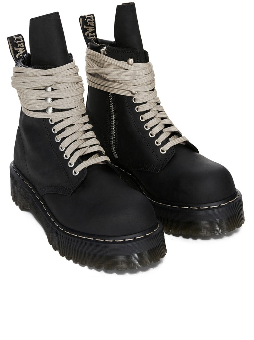 Dr. Martens Robust Black Leather Quad Sole Steel Toe Boot