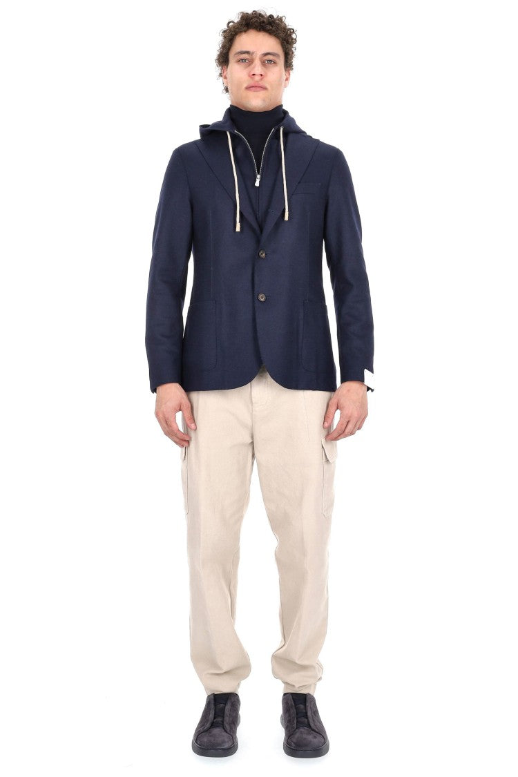 Eleventy Jersey Wool Jacket With Detachable Yoke