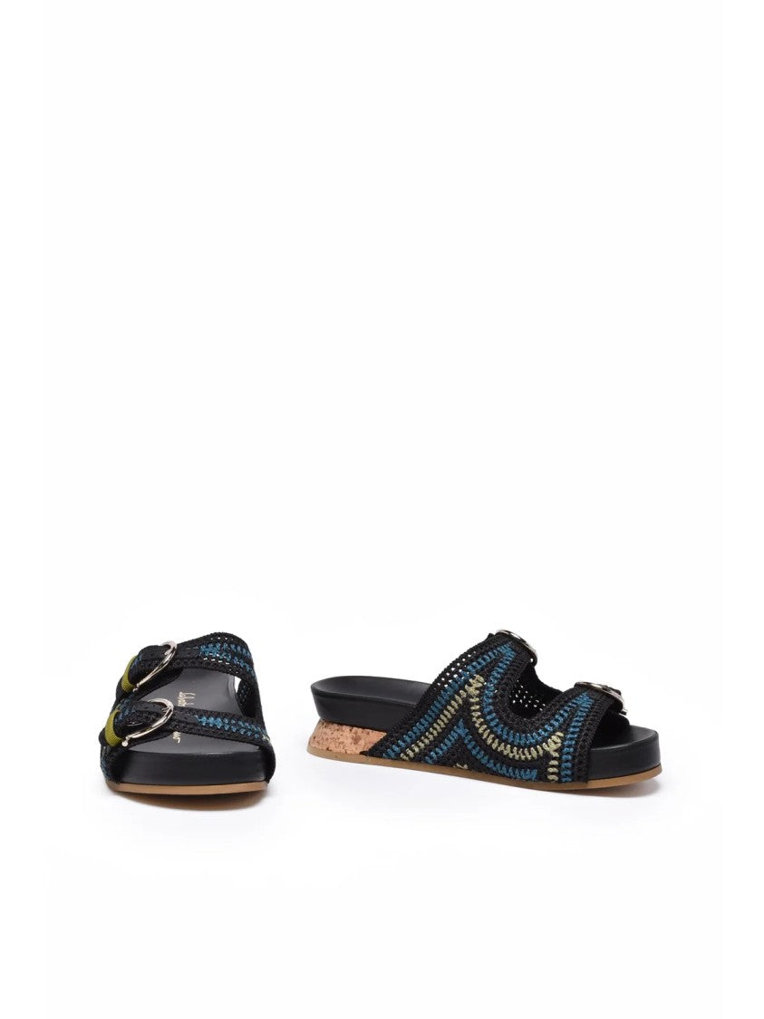 Salvatore Ferragamo Shaula Raffia Wedge - Black